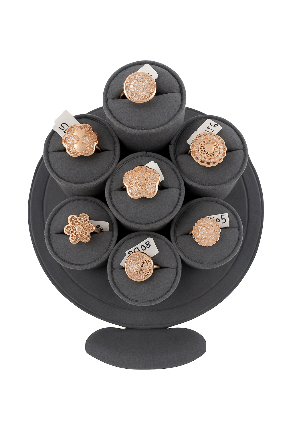 Rose Gold Silver Rings Set