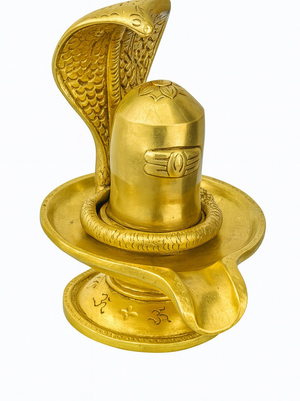 Golden Brass Shivling with Naga – Divine Shiva Lingam Idol