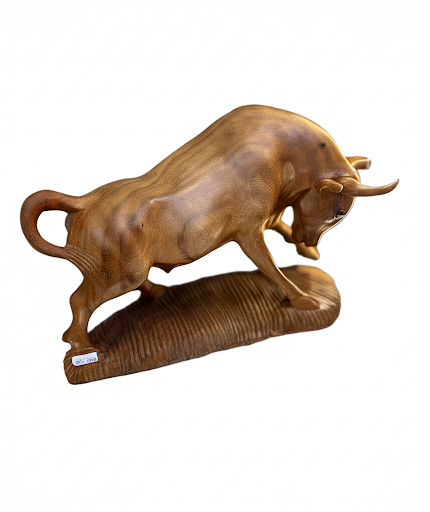Wooden Bull Figurine