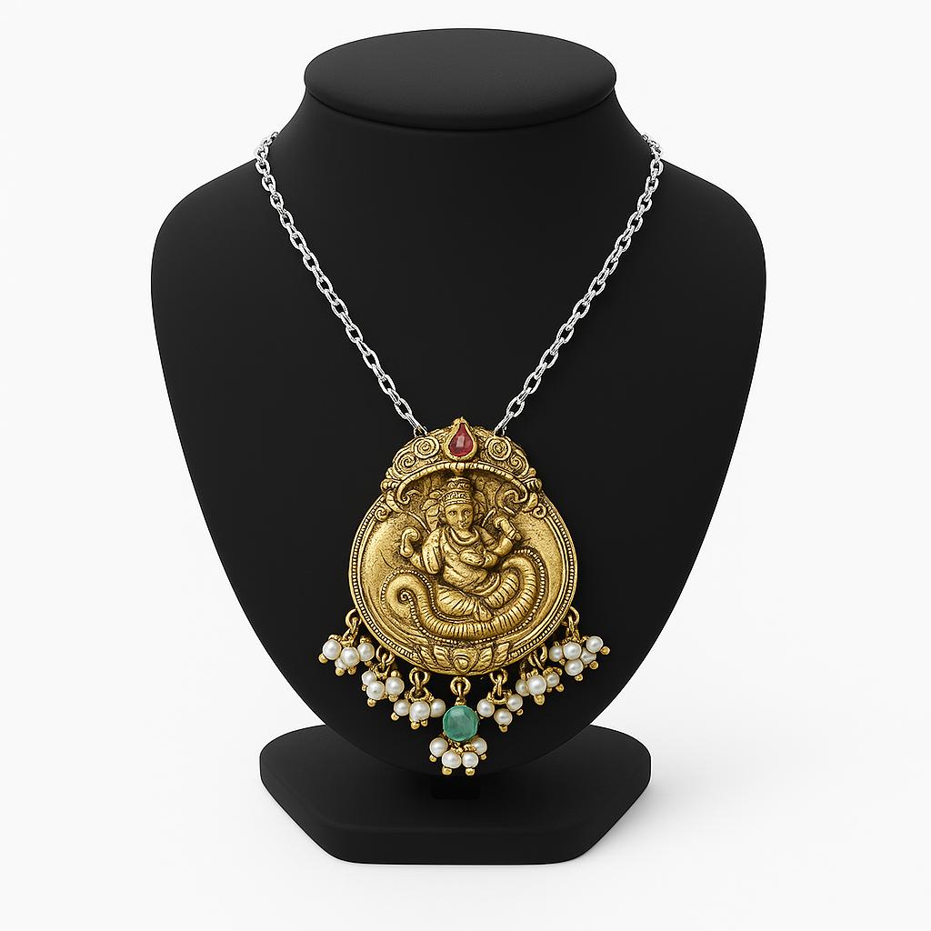 Divine Ganesha Gold-Plated Silver Pendant