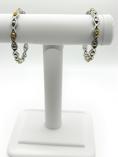 Silver-Plated Bangles with Yellow Stone Detailing – For Her