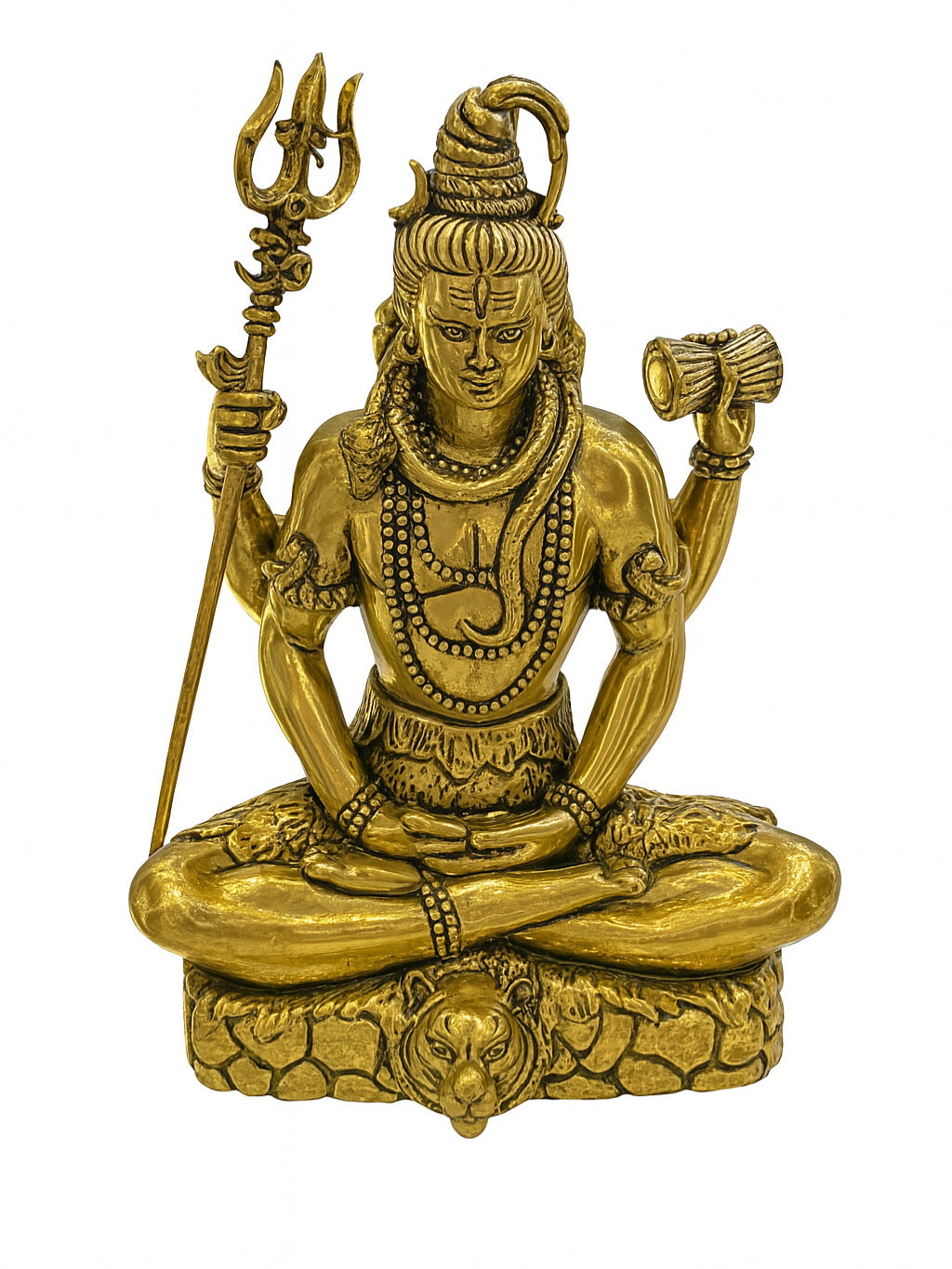 Meditating Lord Shiva Brass Idol – Trishul & Damru Design