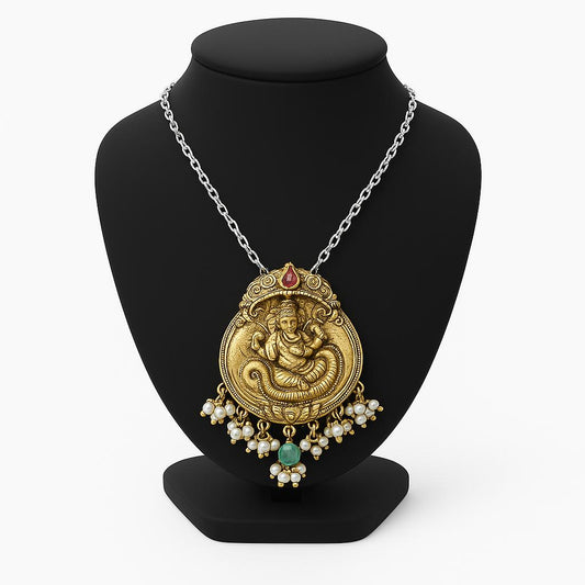 Divine Ganesha Gold-Plated Silver Pendant