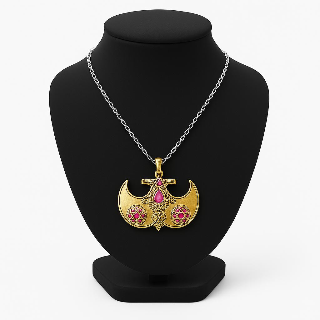 Opulent Ruby & Gold Silver 925 Sterling Pendant